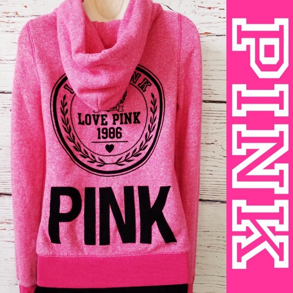 PINK Victoria's Secret Tops - Victoria's Secret PINK Logo Zip Up Hoodie